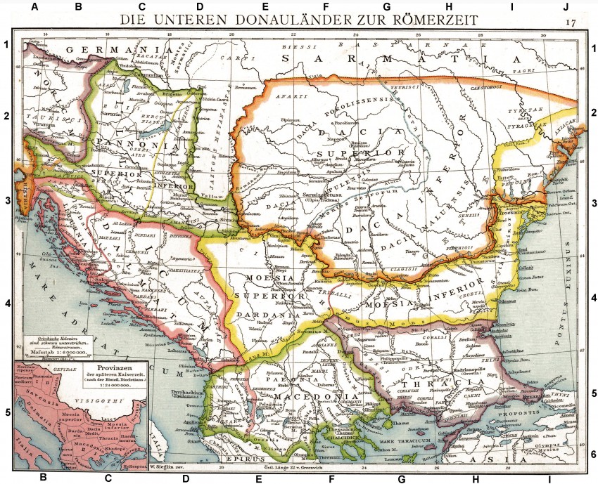 Балканский п-остров во времена Римской империи. Карта 1827.